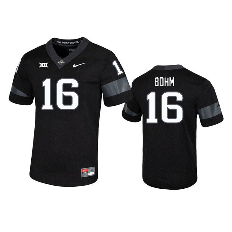Men #16 Wyatt Bohm Iowa State Cyclones College Football Jerseys Stitched Sale-Black - Click Image to Close